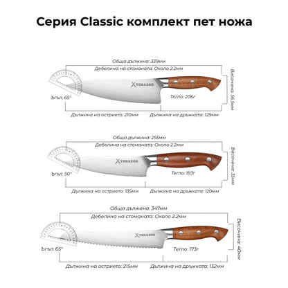 Комплект Classic от пет ножа немска стомана