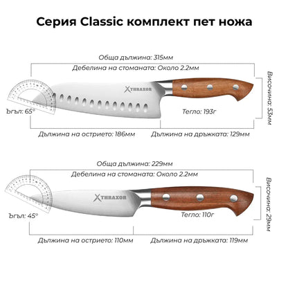 Комплект Classic от пет ножа немска стомана