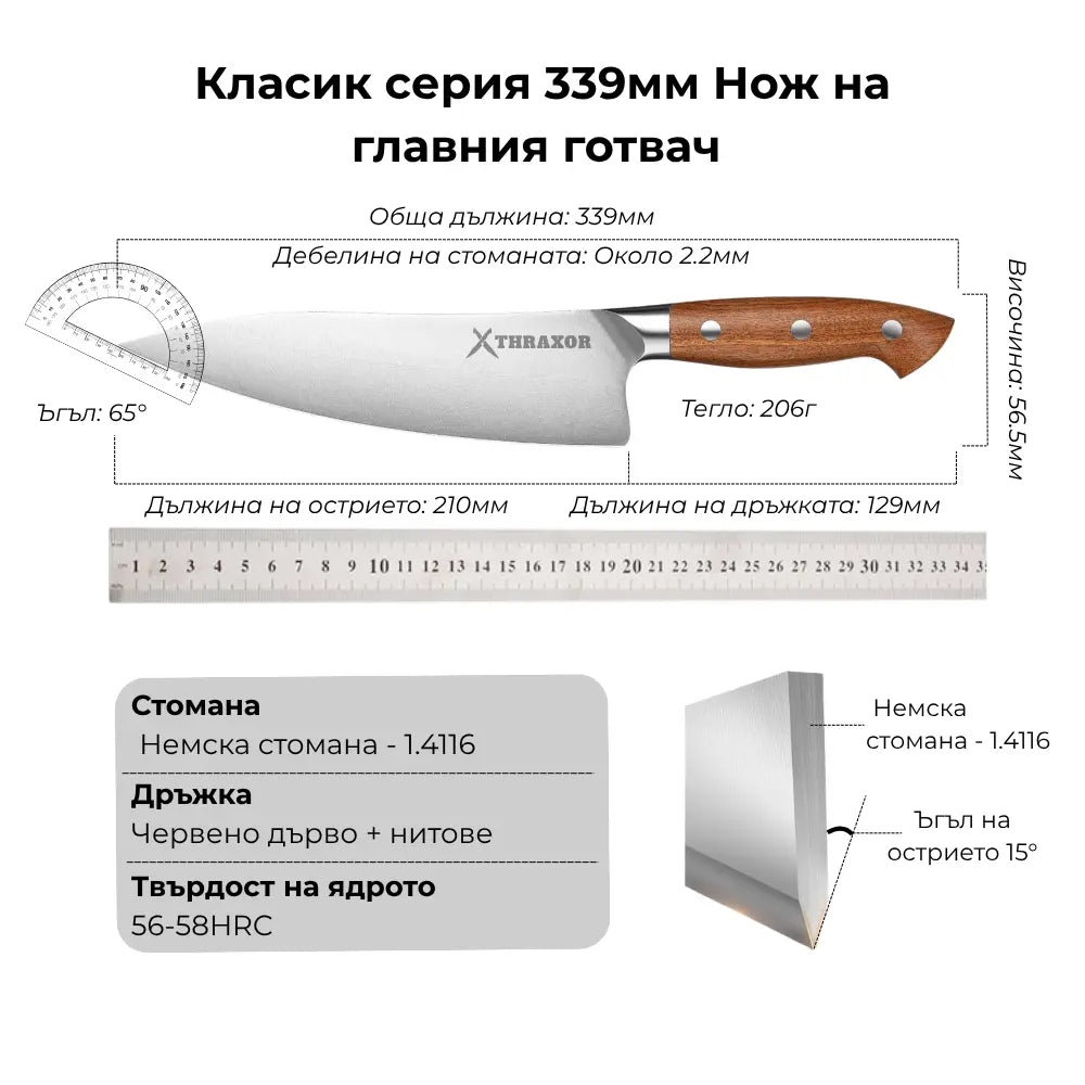 Нож на главния готвач Classic от немска стомана.