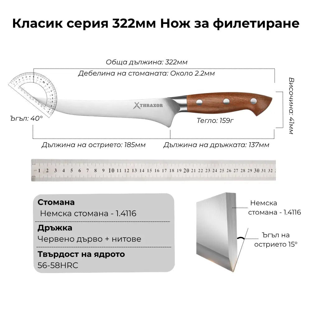 Нож за филетиране Classic немска стомана.